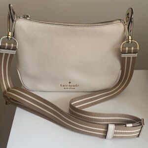 kate spade Rosie Small Leather Crossbody with Striped Tan Strap